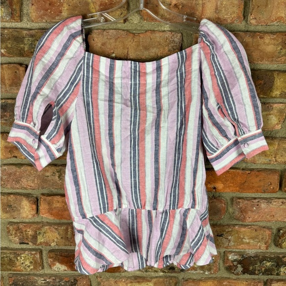 Striped Peasant Peplum Blouse - Picture 3 of 3